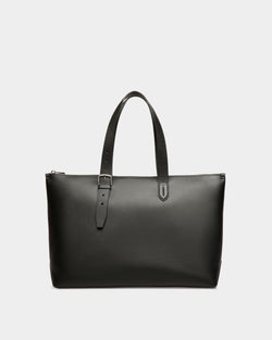 Tote in Black Grained Leather