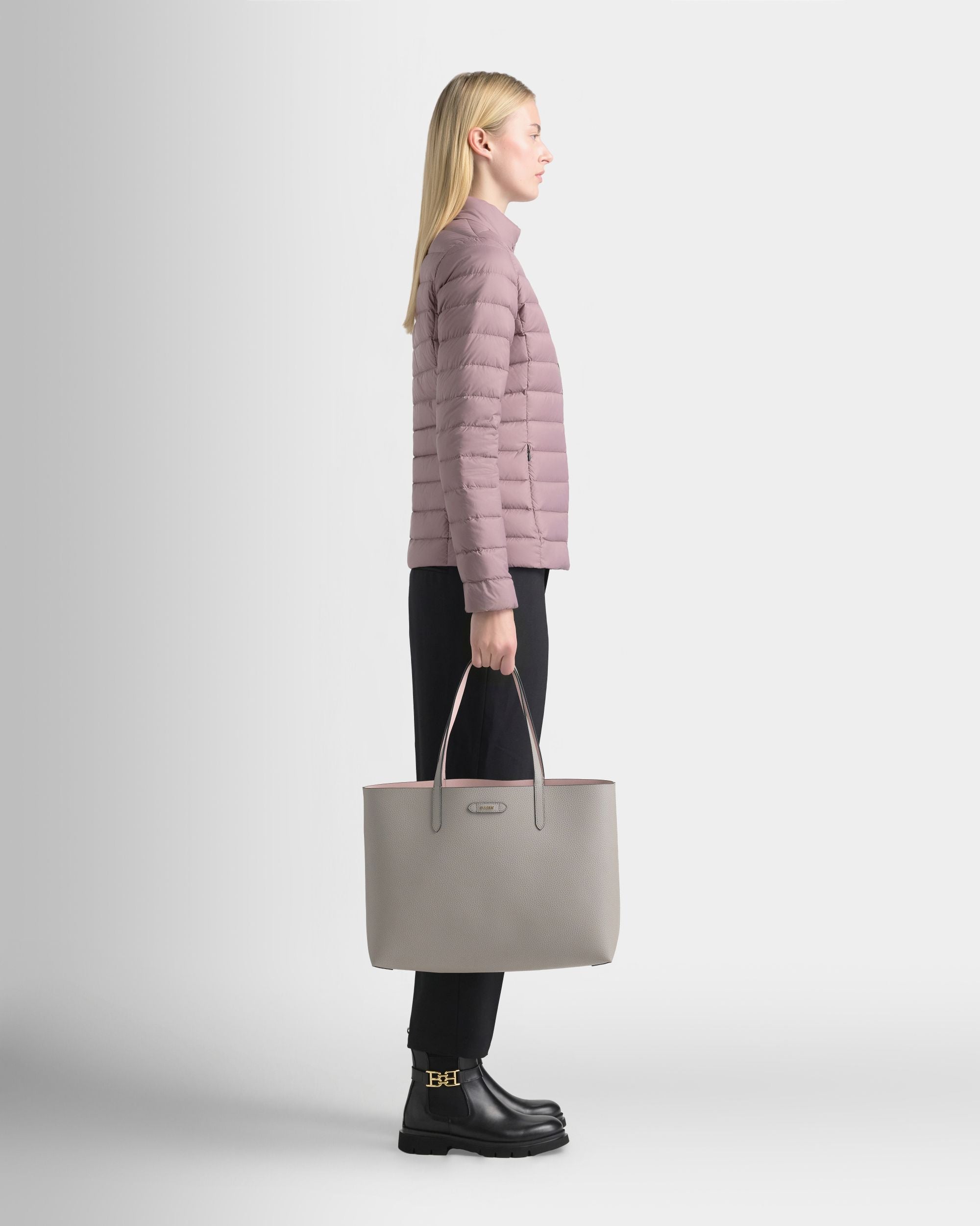 Bally Global - Tote Bag In Pelle Granata Grigio Talpa - Grigio