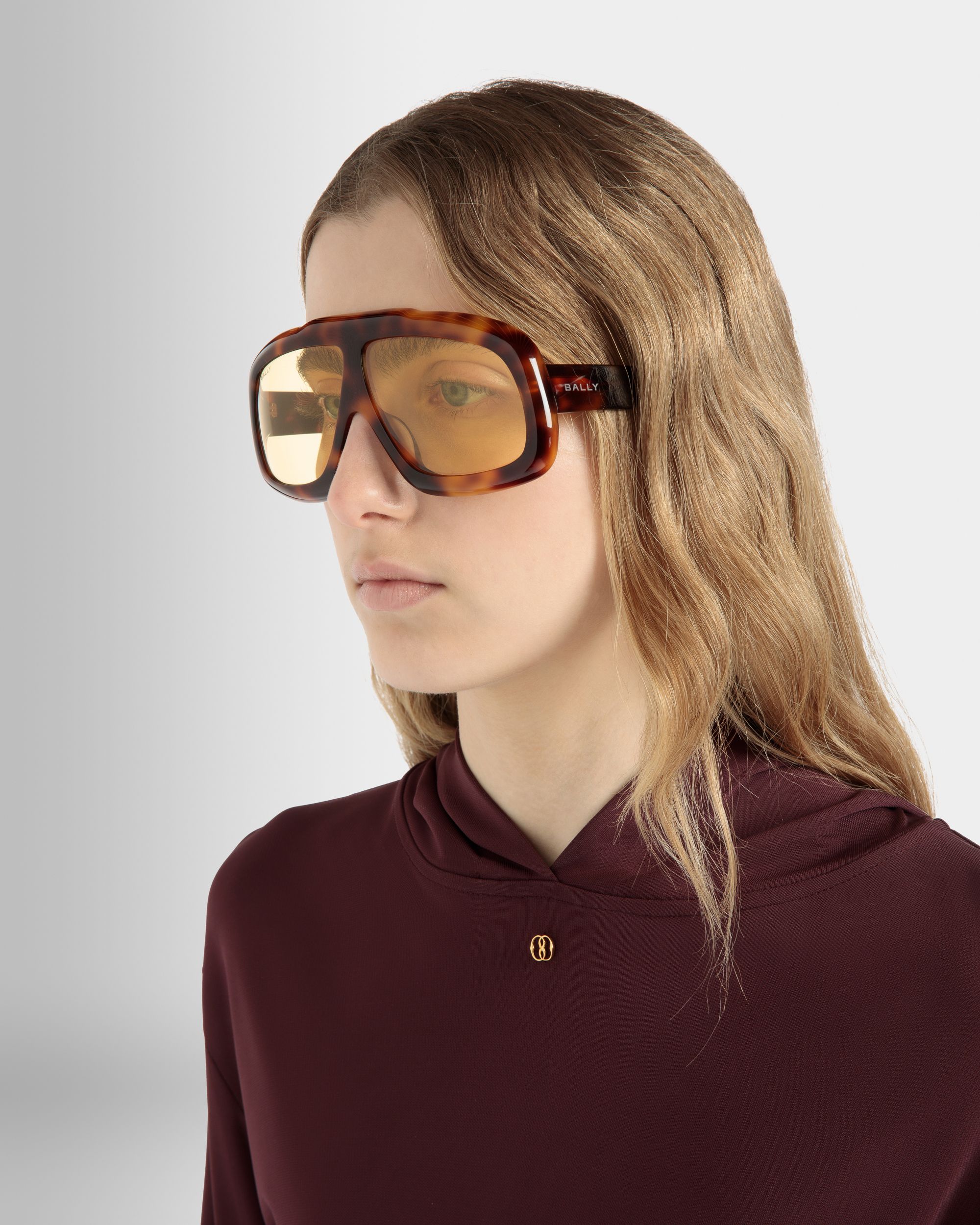 Bally Global - Eyger Acetate Sunglasses in Havana and Yellow - Brown