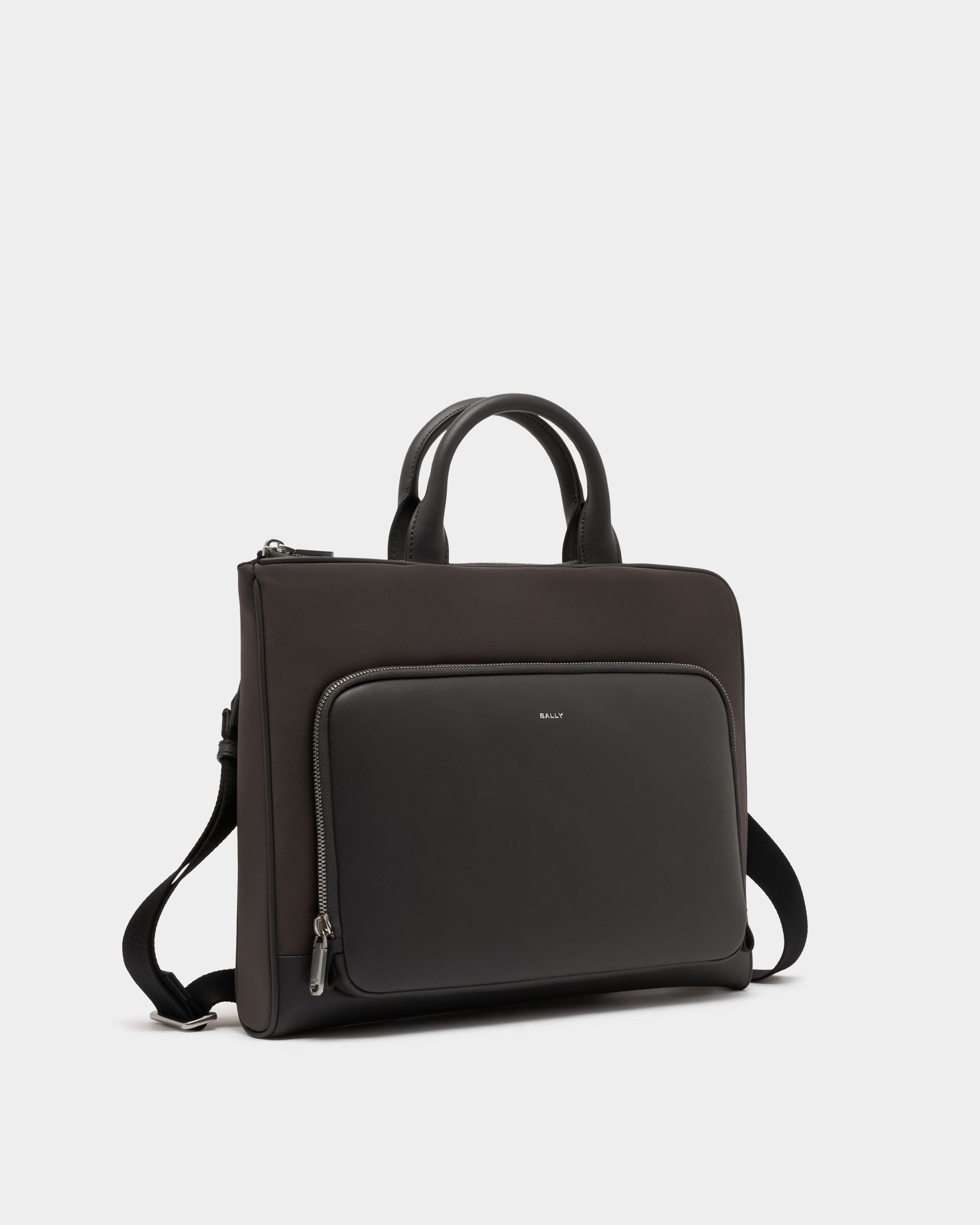 Bally Global - Vogel Briefcase in Grey Nylon and Recycled Leather - Grey
