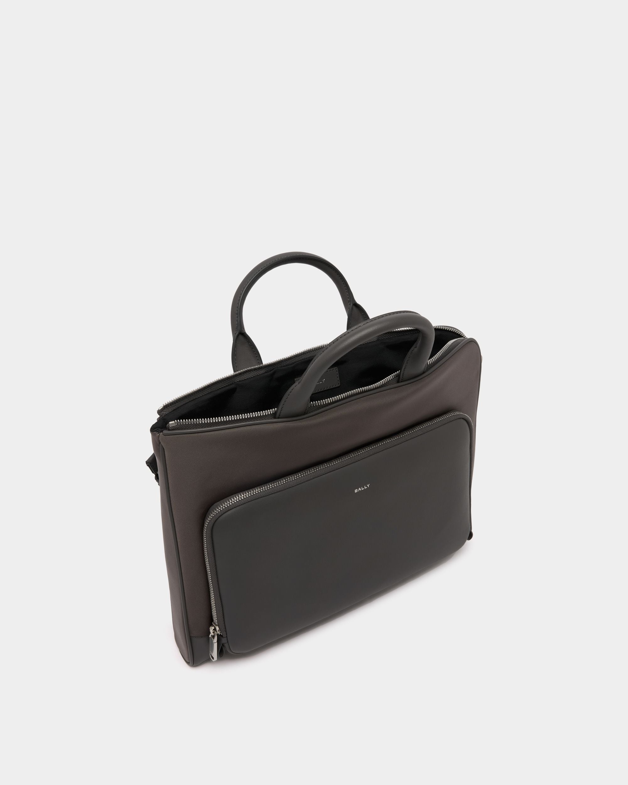 Bally Global - Vogel Briefcase in Grey Nylon and Recycled Leather - Grey