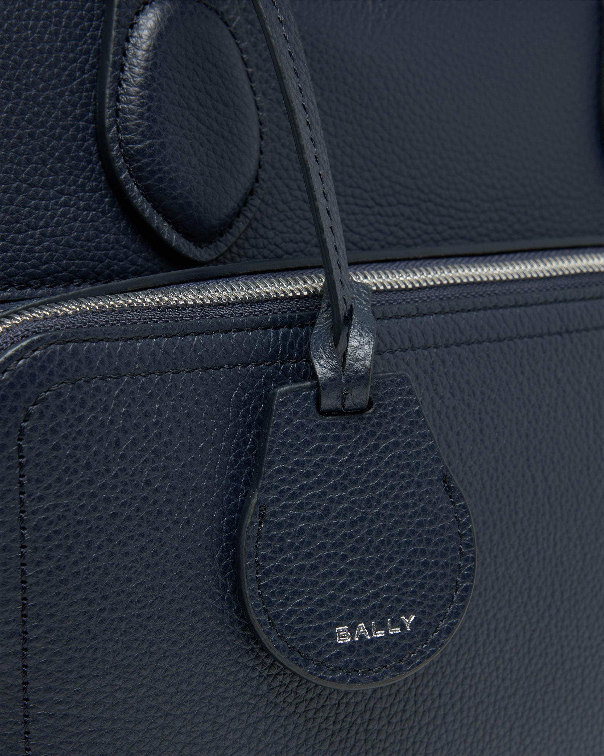 Bally Global - Capitol Briefcase in Navy Blue Grained Leather - Blue