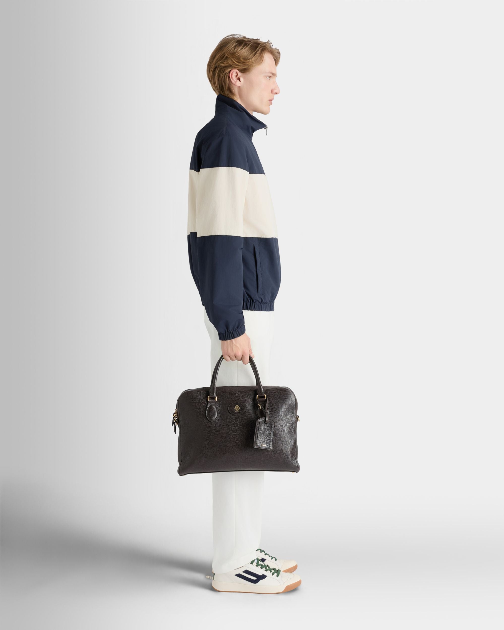 Bally Global - Beckett Briefcase in Ebano Grained Leather - Brown