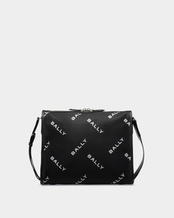 Code Crossbody Bag in Black Nylon with a Logo Print