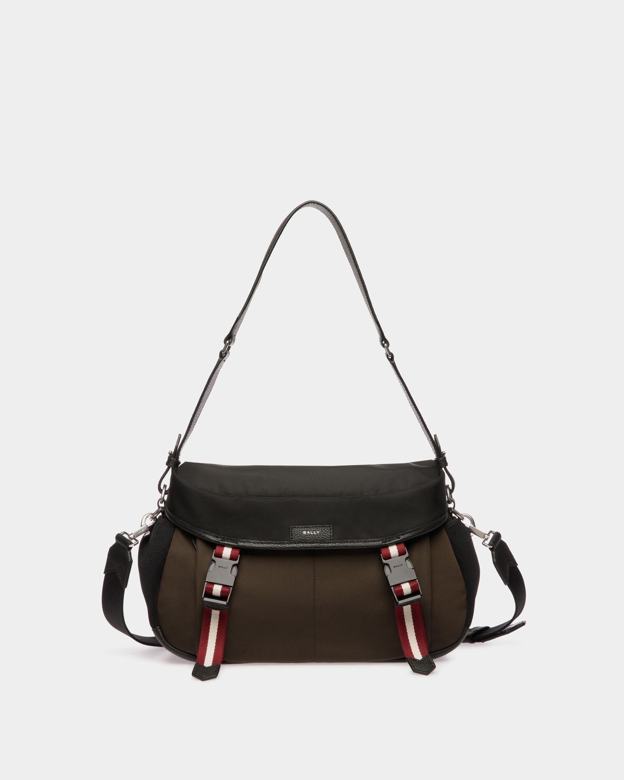 Bally Global - Code Crossbody Bag In Military Green And Black Nylon - Verde