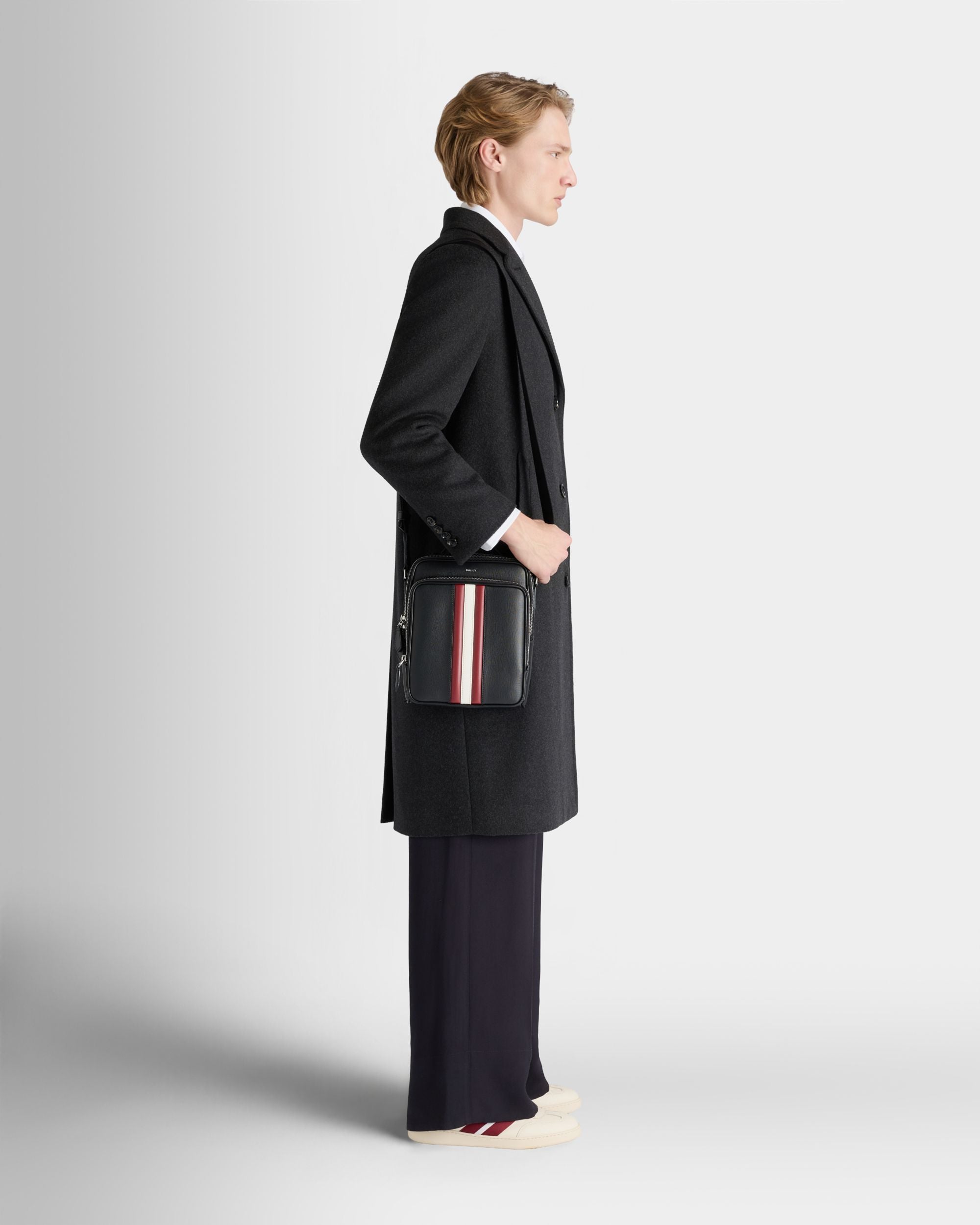 Bally Global - Mythos Crossbody Bag In Black Recycled Leather - Black