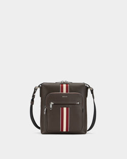 Crossbody Bag in Coffee Leather With a Bally Ribbon