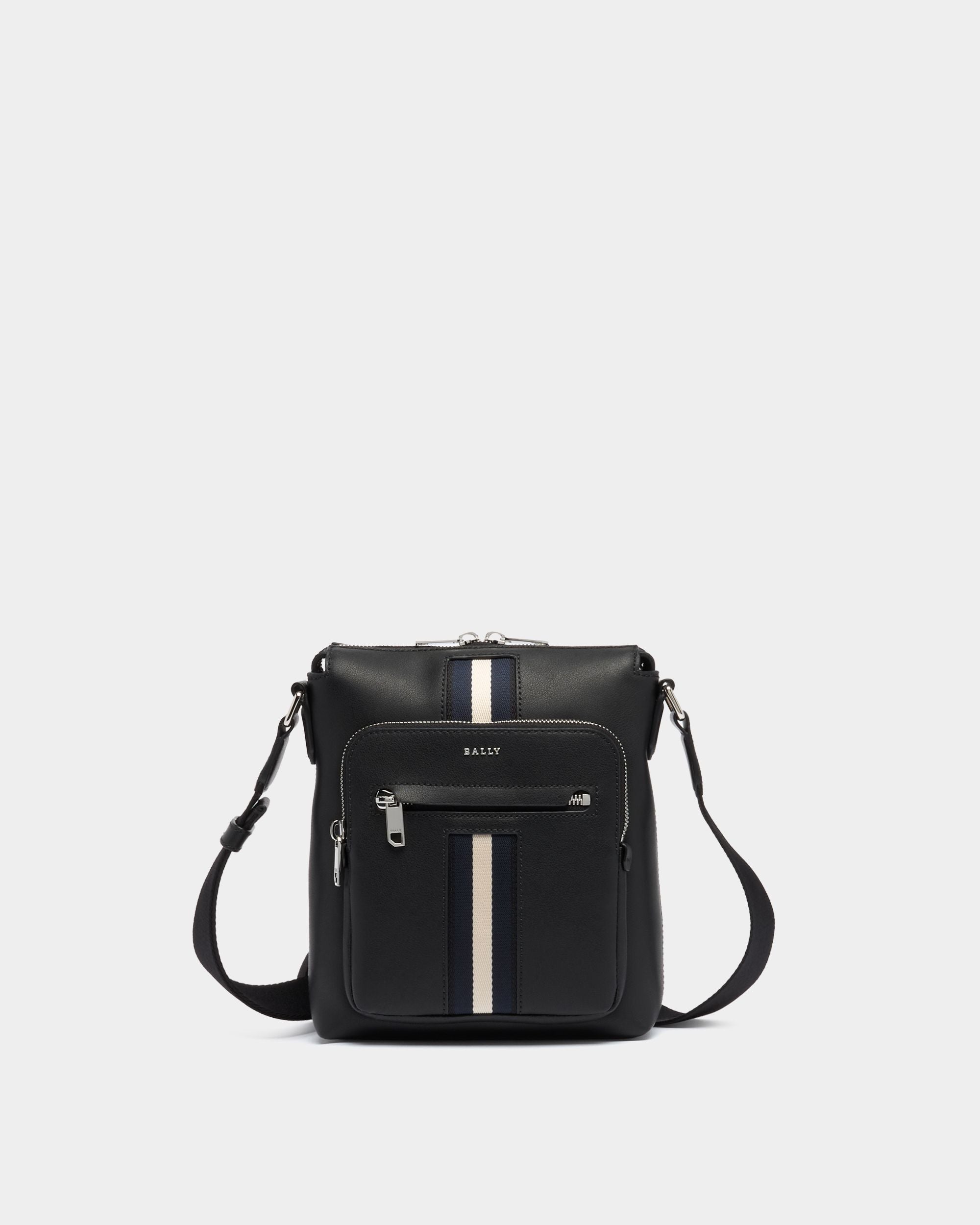 Bally Global - Crossbody Bag in Black Leather With a Bally Ribbon - Brown