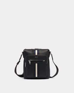Crossbody Bag in Black Leather With a Bally Ribbon