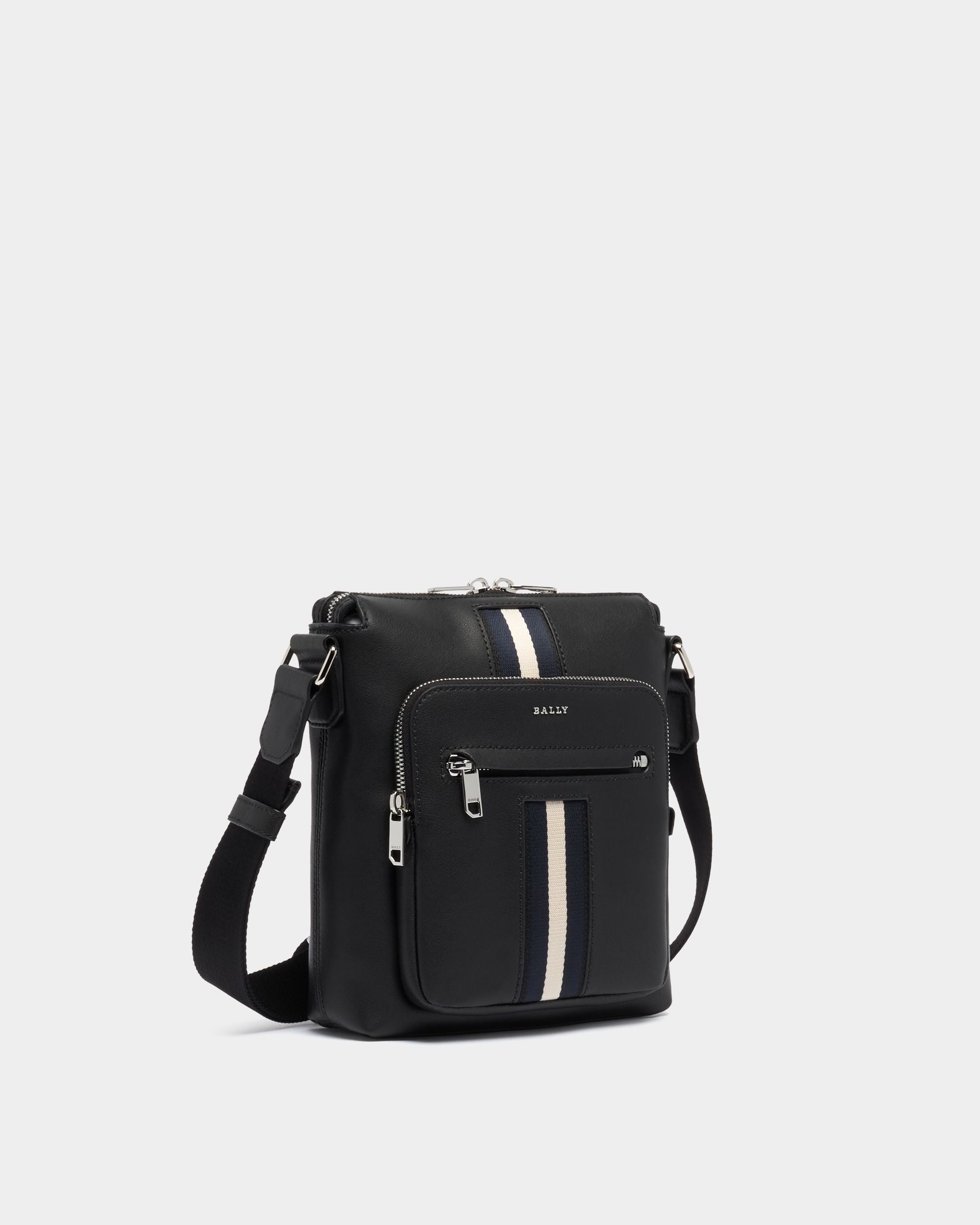 Bally Global - Crossbody Bag in Black Leather With a Bally Ribbon - Brown