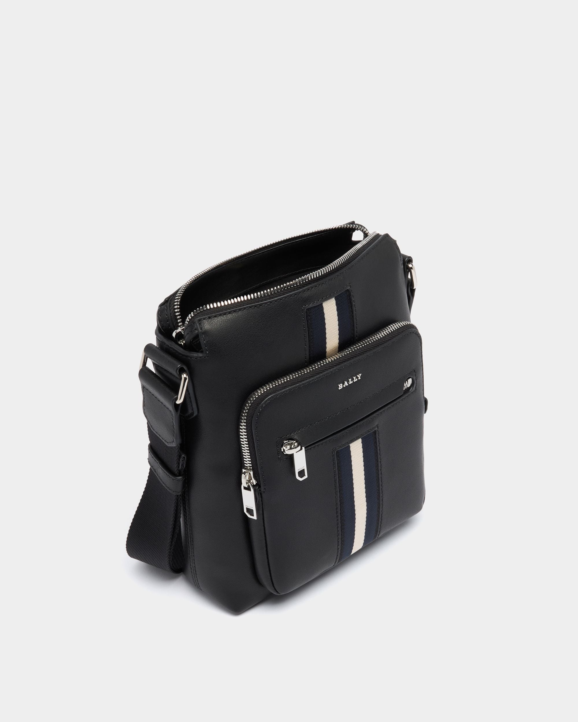 Bally Global - Crossbody Bag in Black Leather With a Bally Ribbon - Brown