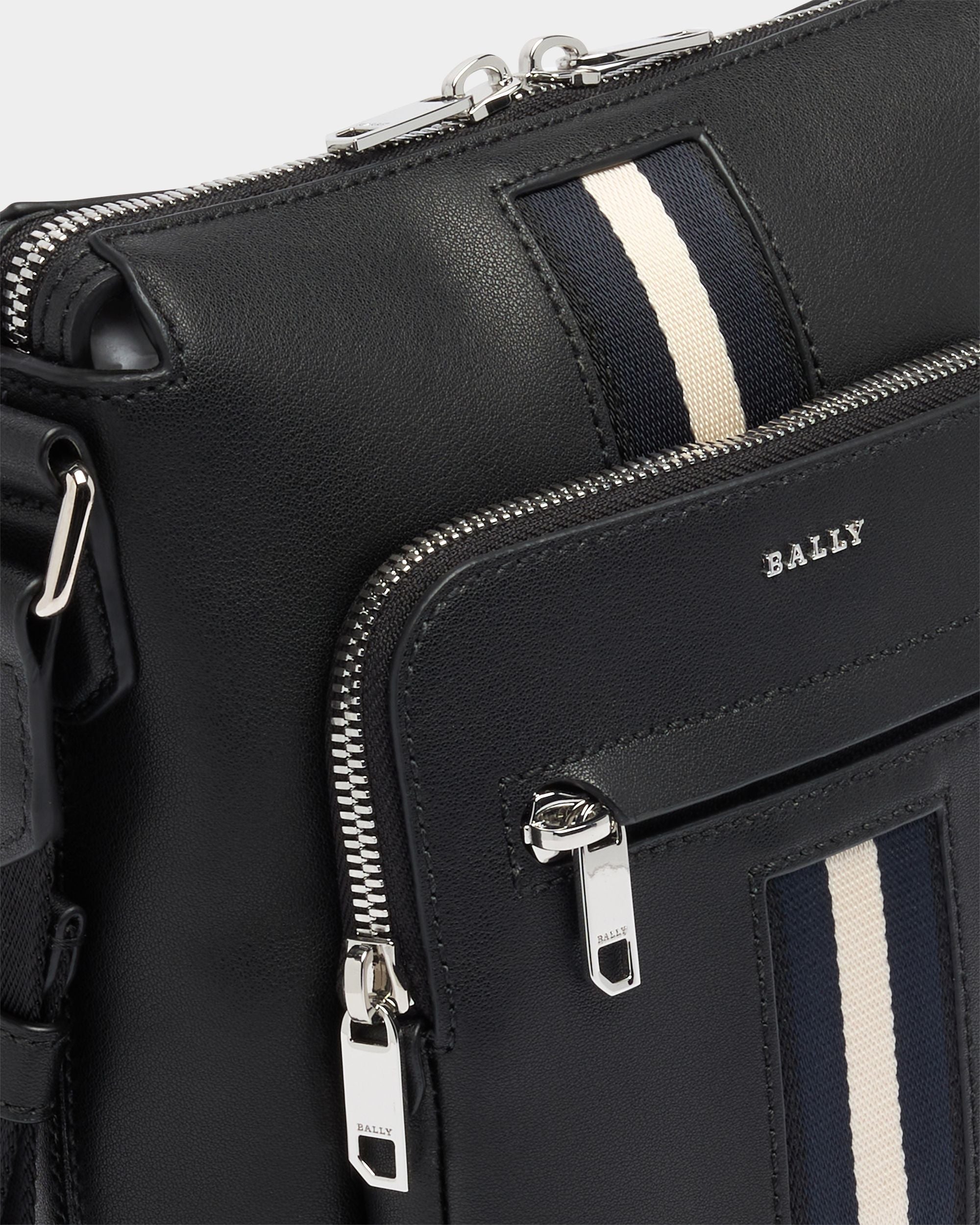 Bally Global - Crossbody Bag in Black Leather With a Bally Ribbon - Brown