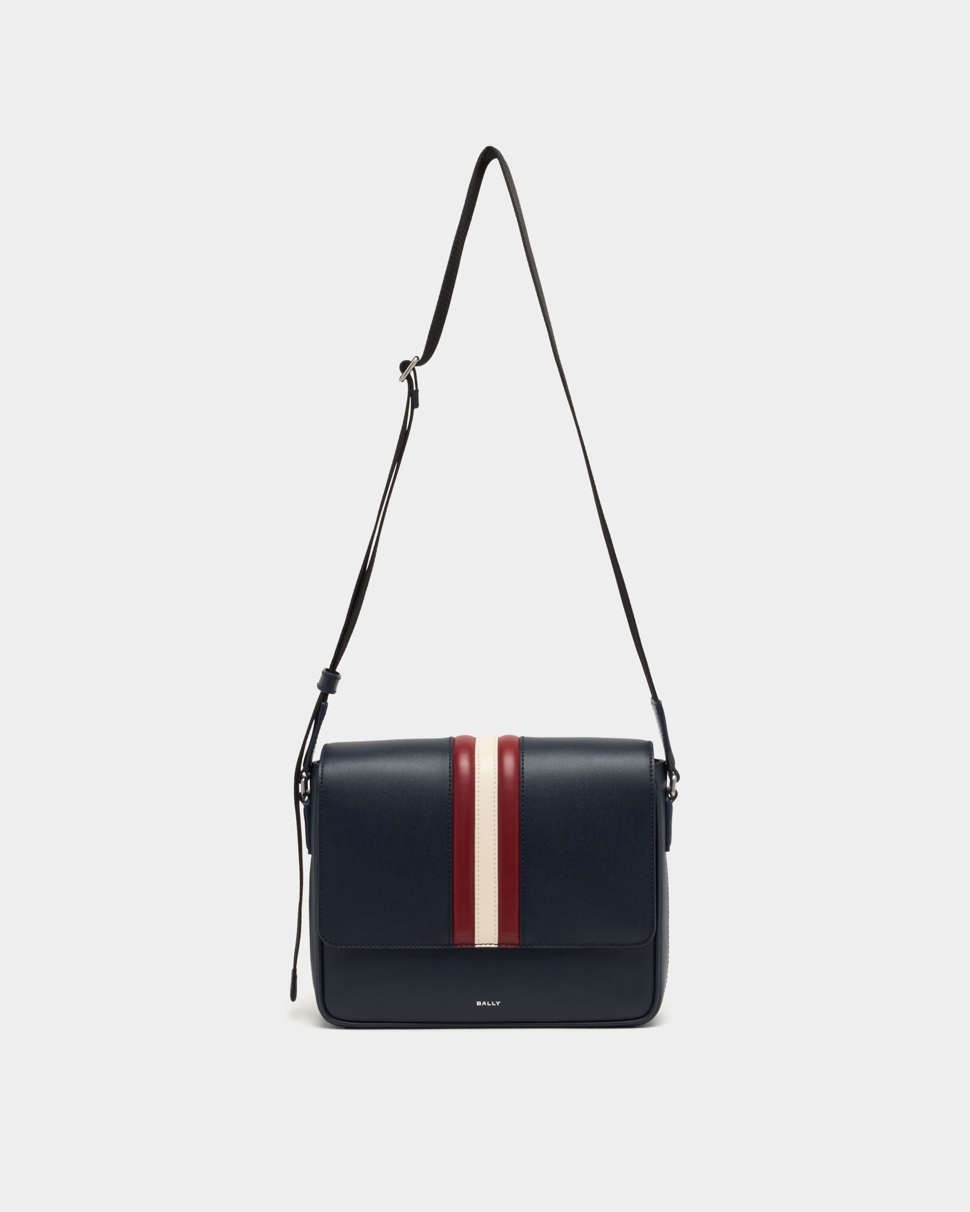 Bally Global - Mythos Crossbody Bag in Navy Blue Recycled Leather - Blue