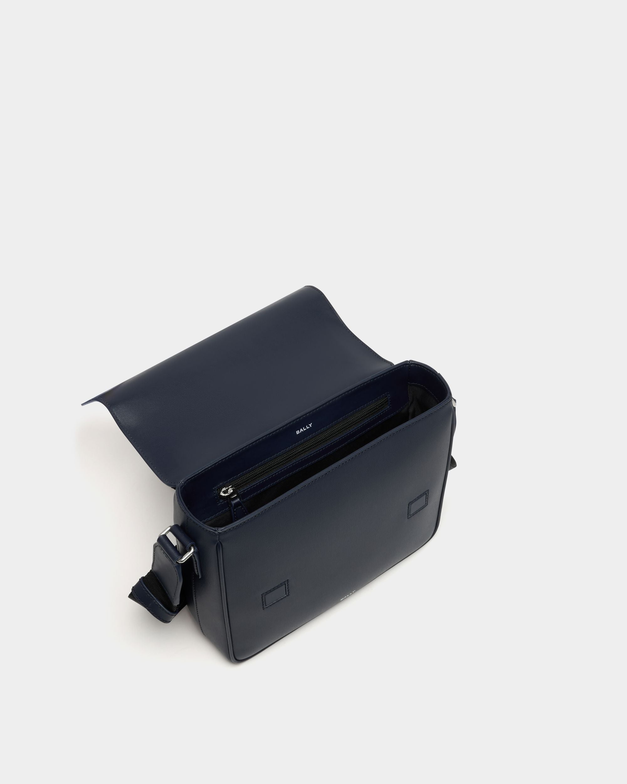 Bally Global - Mythos Crossbody Bag in Navy Blue Recycled Leather - Blue