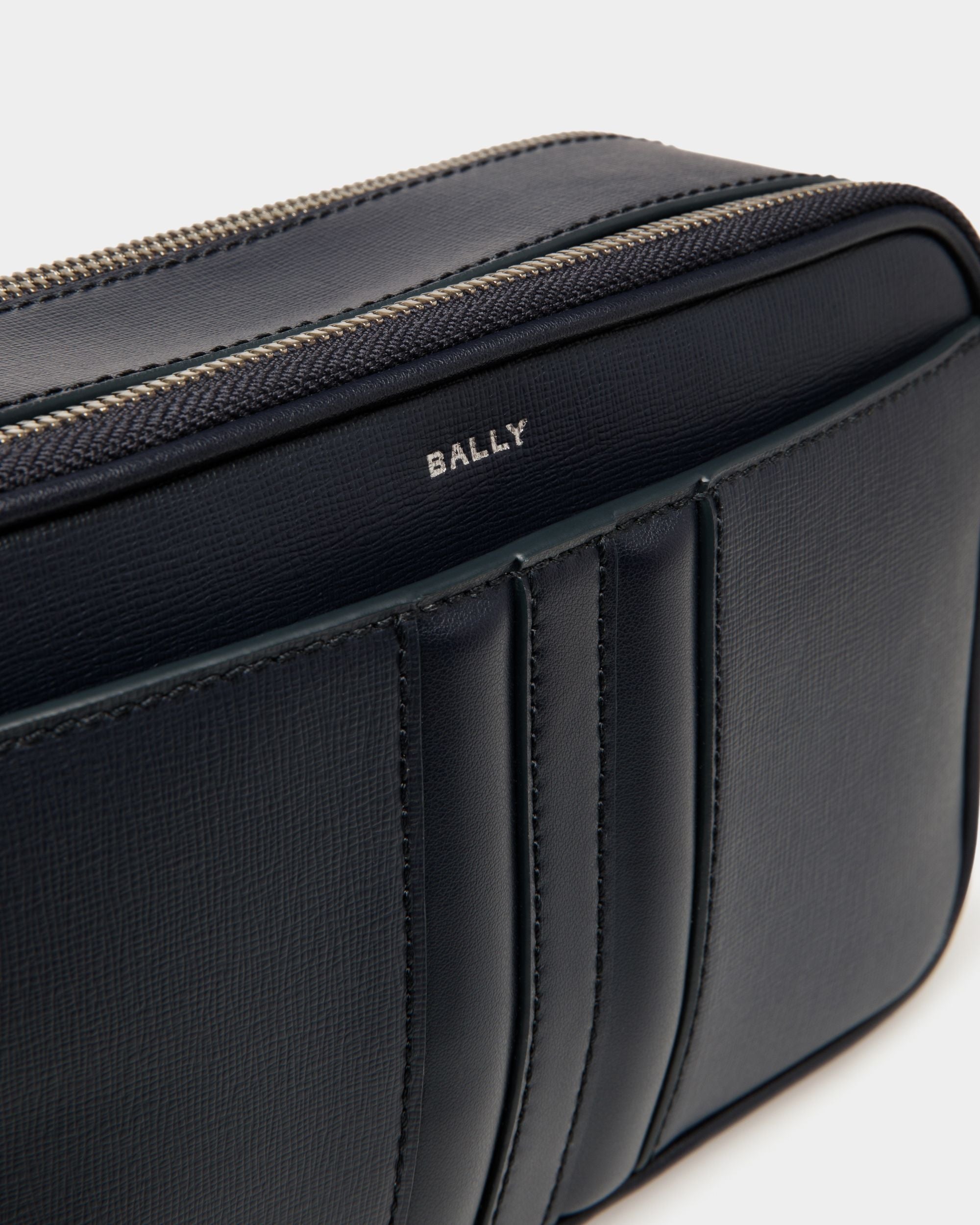 Bally Global - Mythos Crossbody Bag in Navy Blue Recycled Leather - Blue