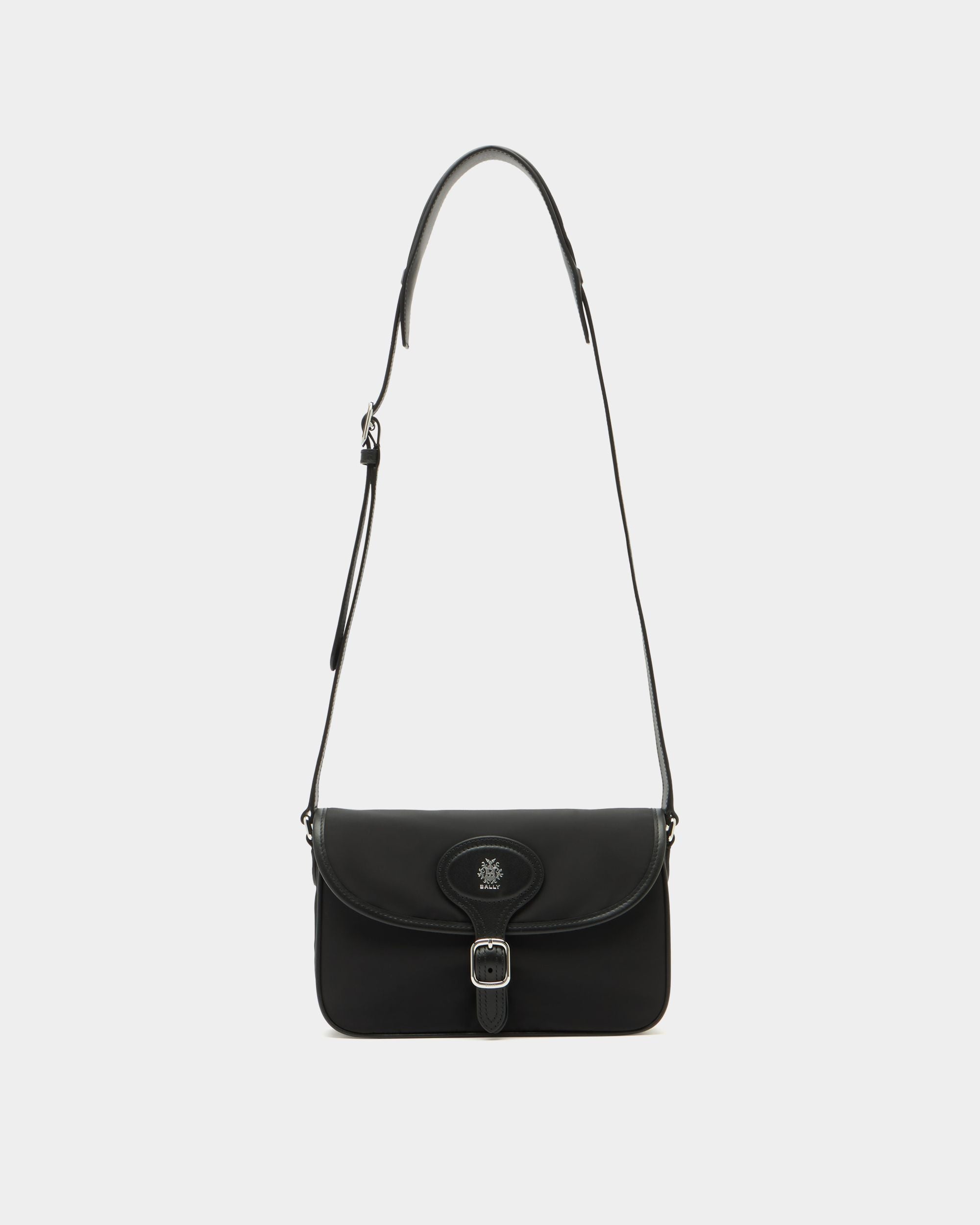 Men's Black B Light Crossbody Bag in Black Synthetic Fabric and Leather ...