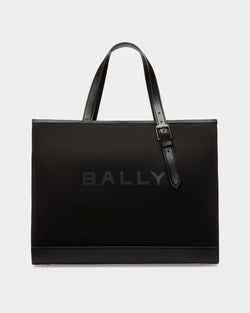 Bar Tote in Black Nylon And Leather