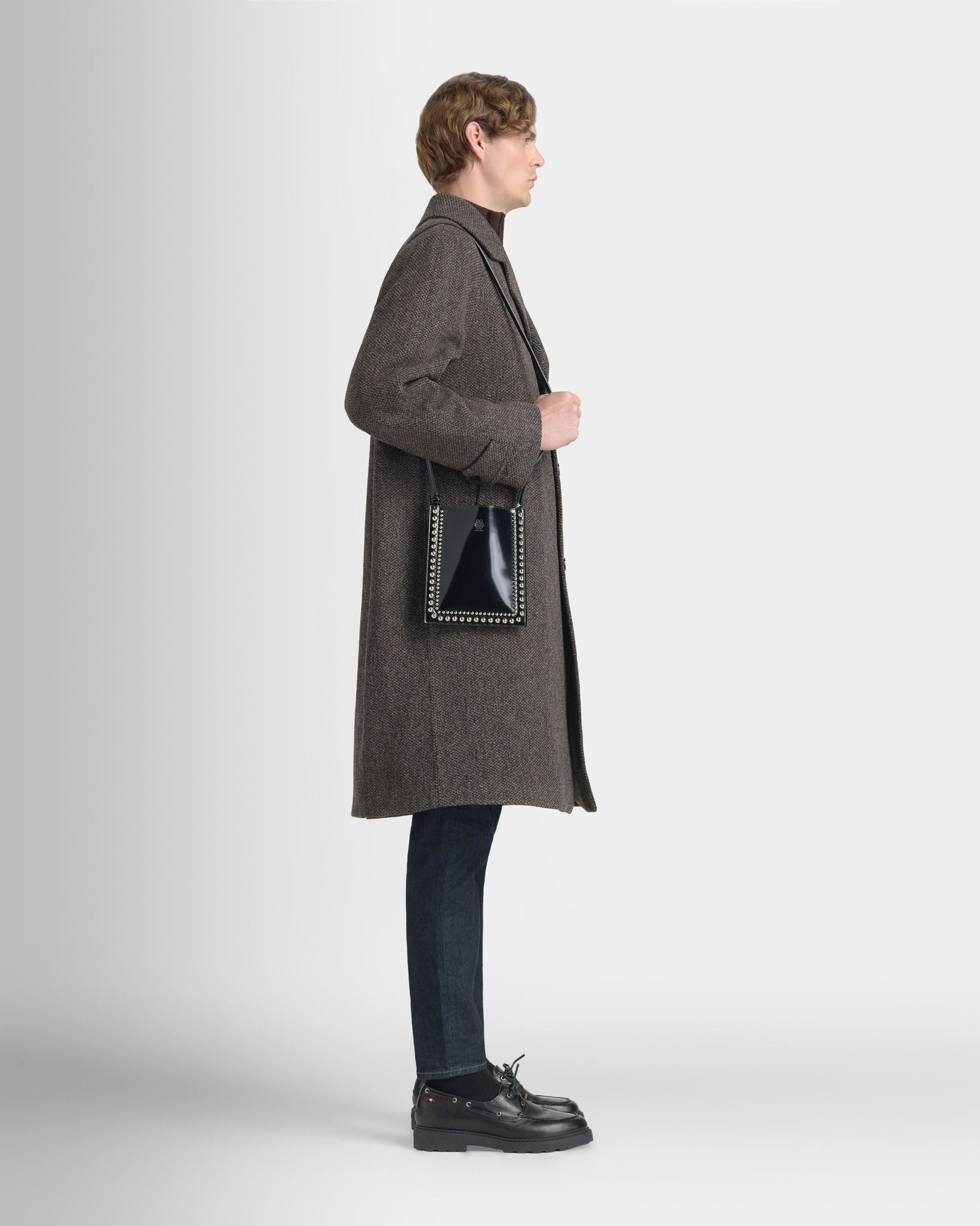 Bally Global - Beckett Crossbody Bag in Black Leather with Studs - Black