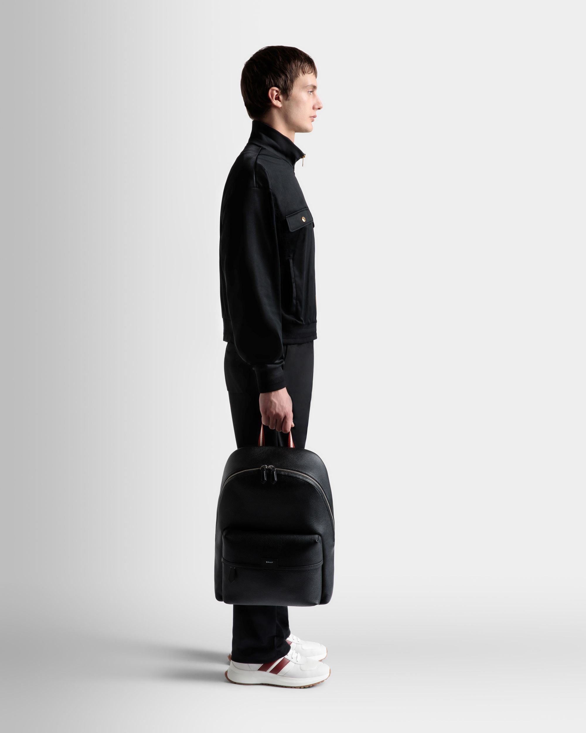 Bally Global - Code Backpack in Black Grained Leather - Black