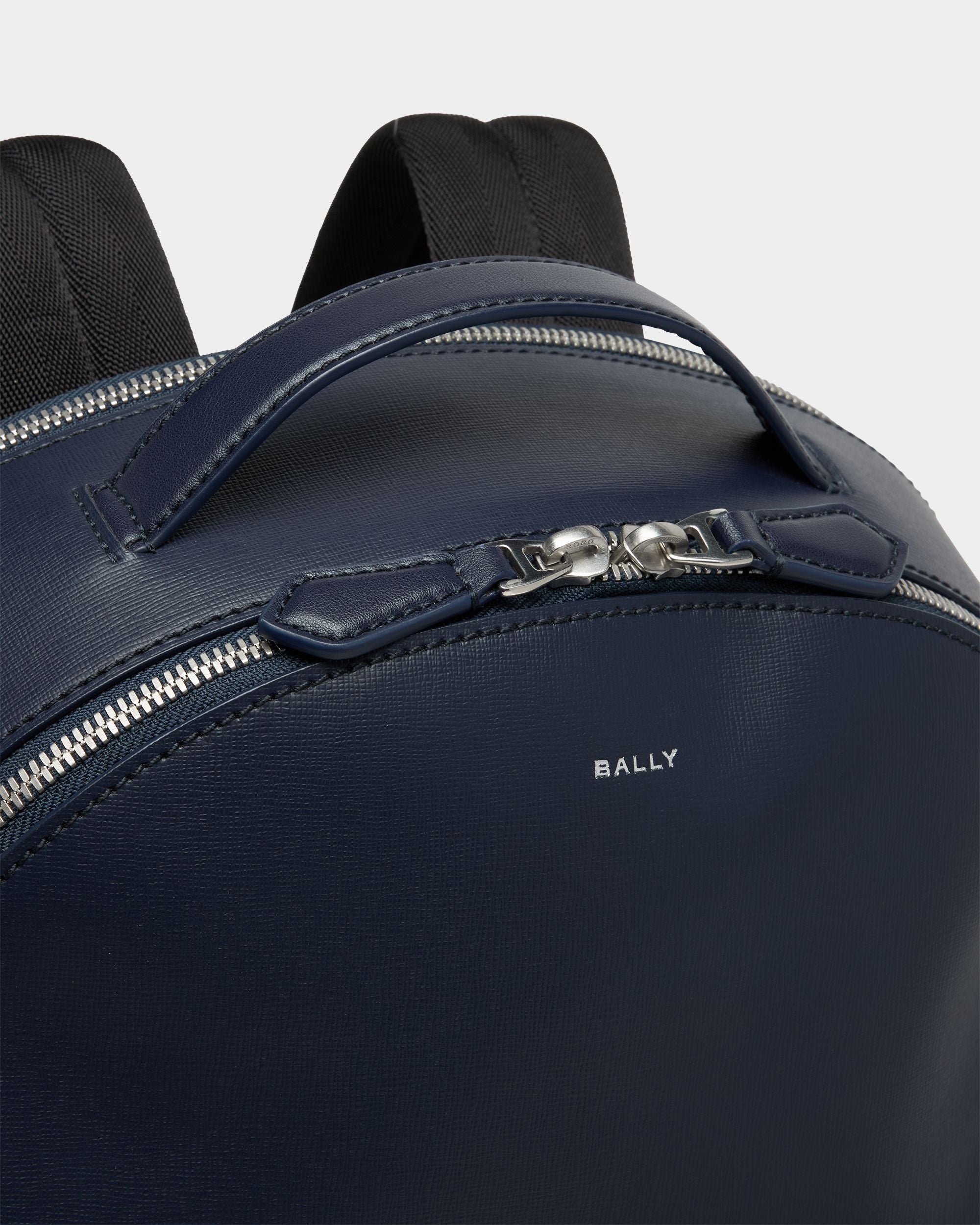 Bally Global - Mythos Backpack in Navy Blue Recycled Leather - Blue