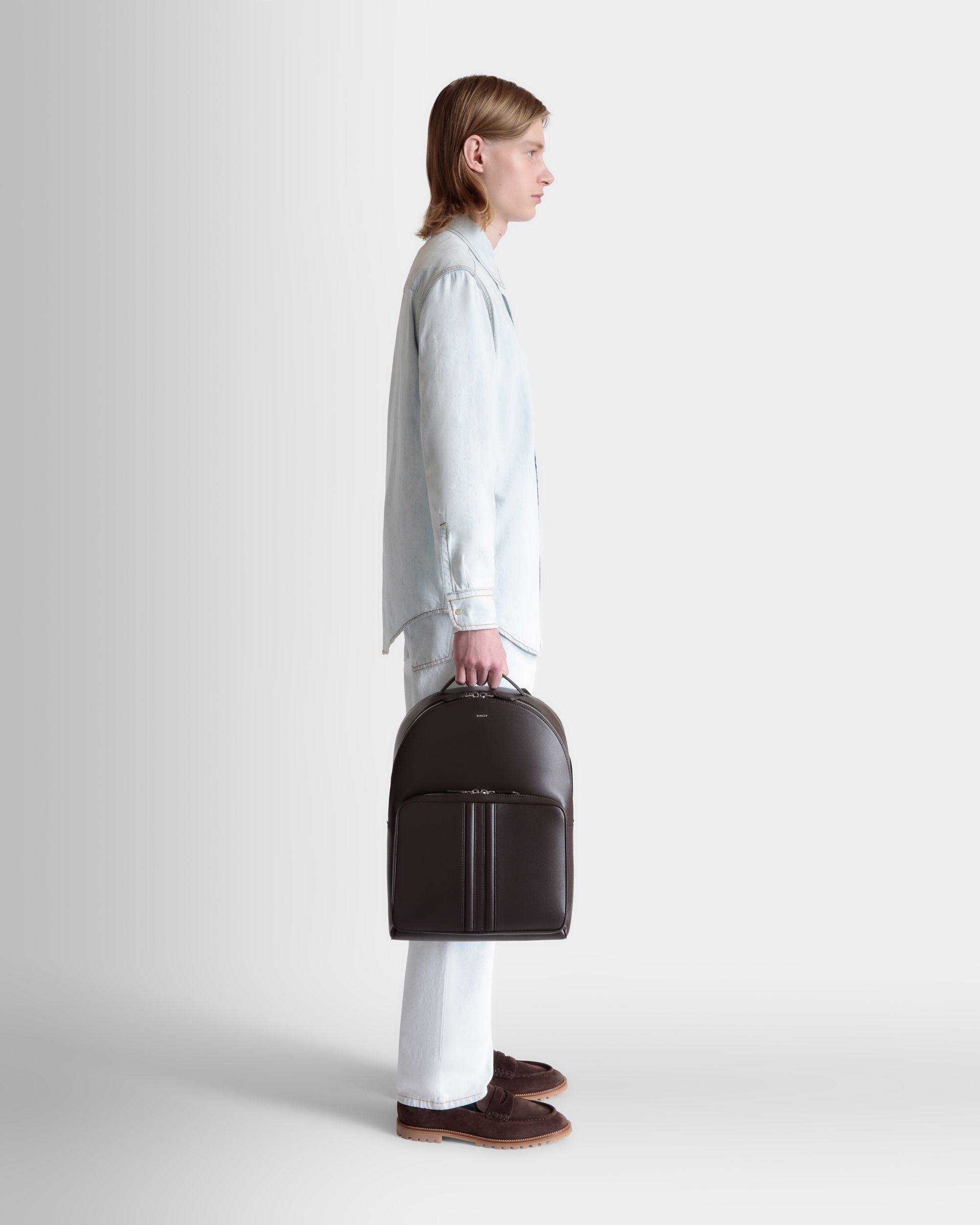 Bally Global - Mythos Backpack in Ebano Recycled Leather - Brown