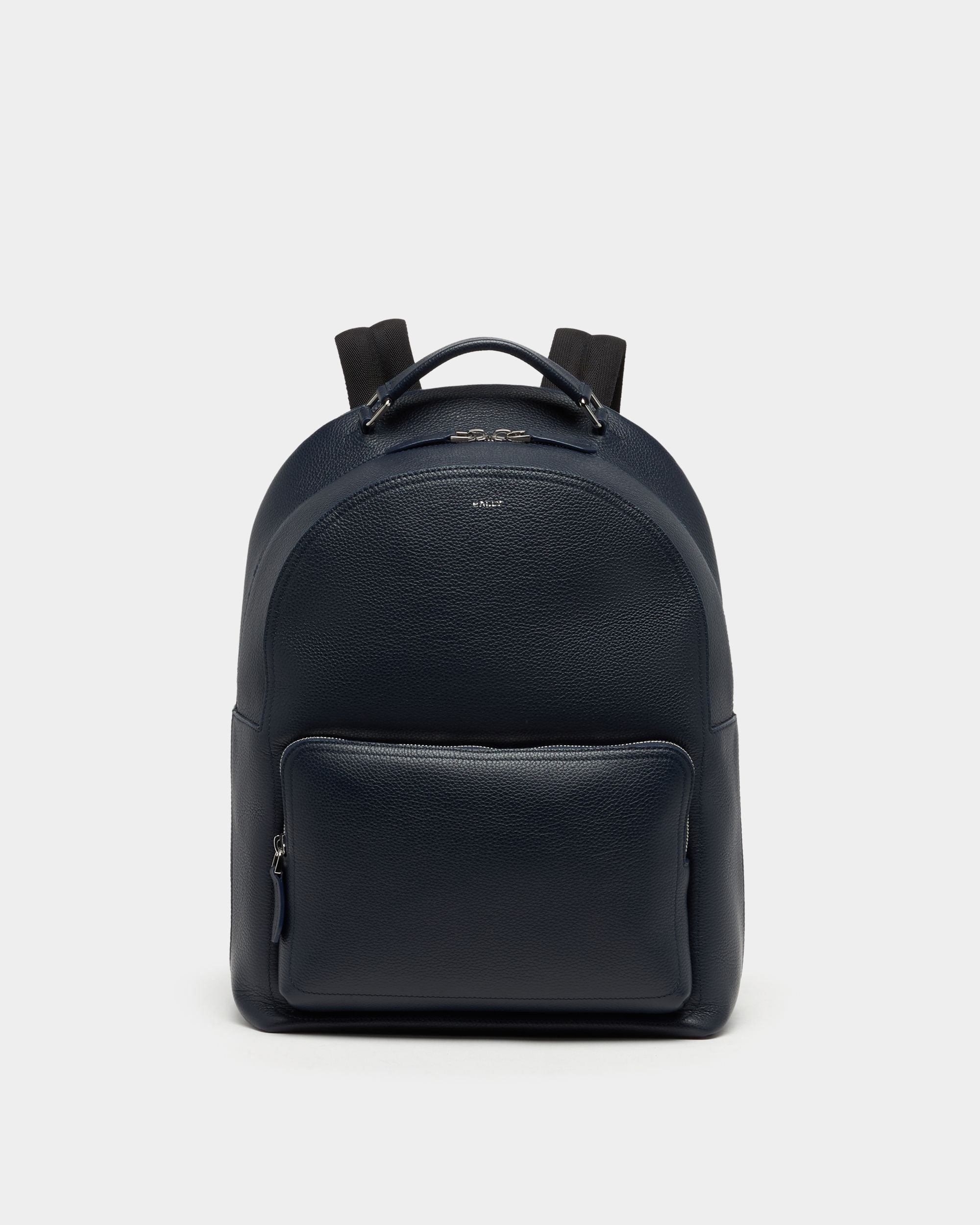 Bally Global - Capitol Backpack in Navy Blue Grained Leather - Blue