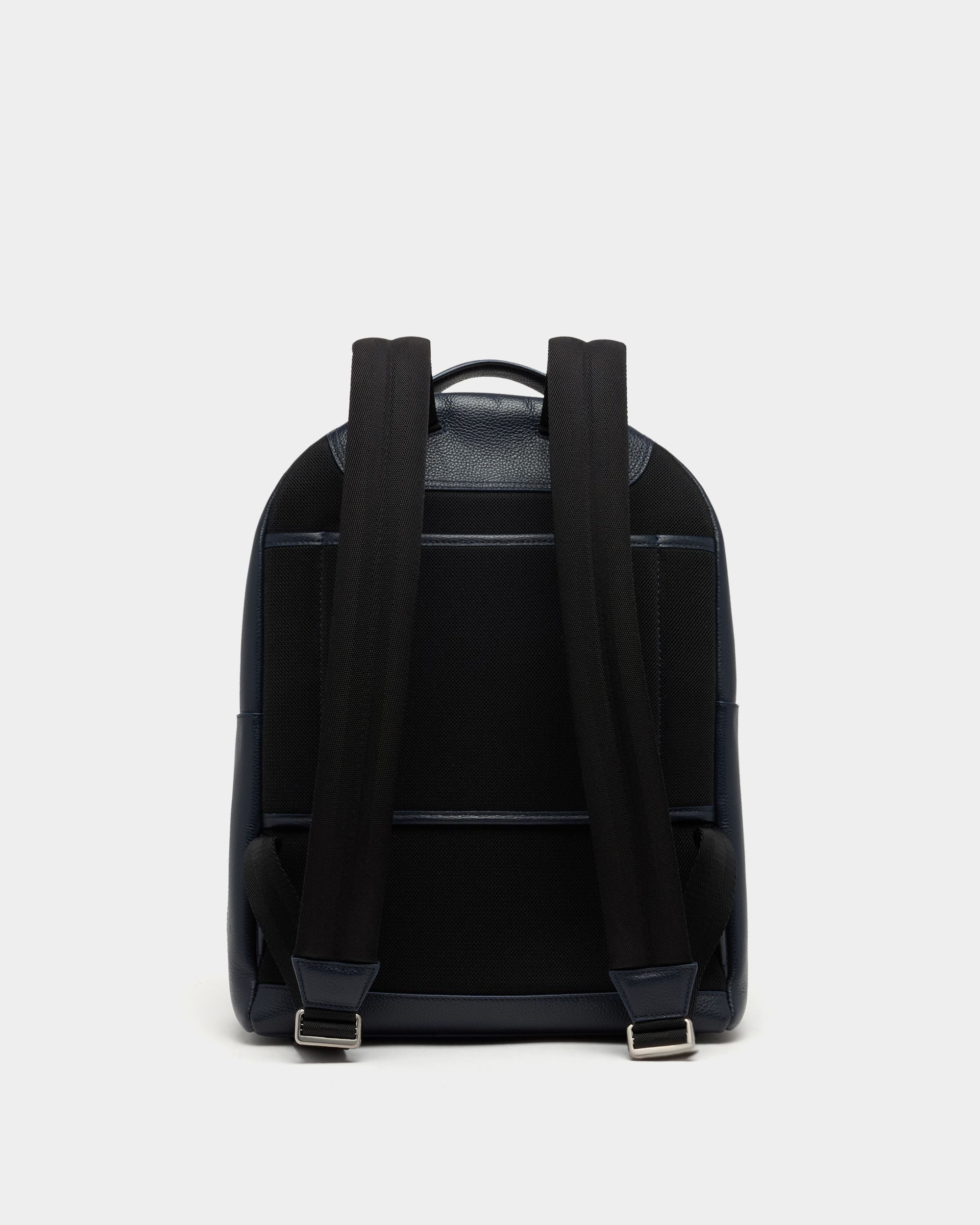 Bally Global - Capitol Backpack in Navy Blue Grained Leather - Blue