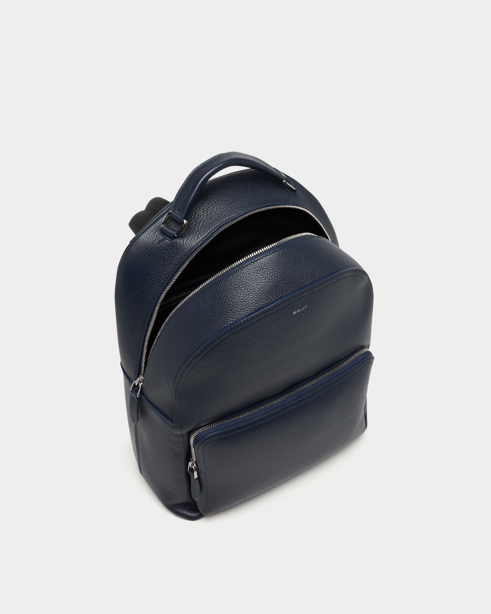 Bally Global - Capitol Backpack in Navy Blue Grained Leather - Blue