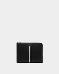 Pouch in Black Leather With a Bally Ribbon