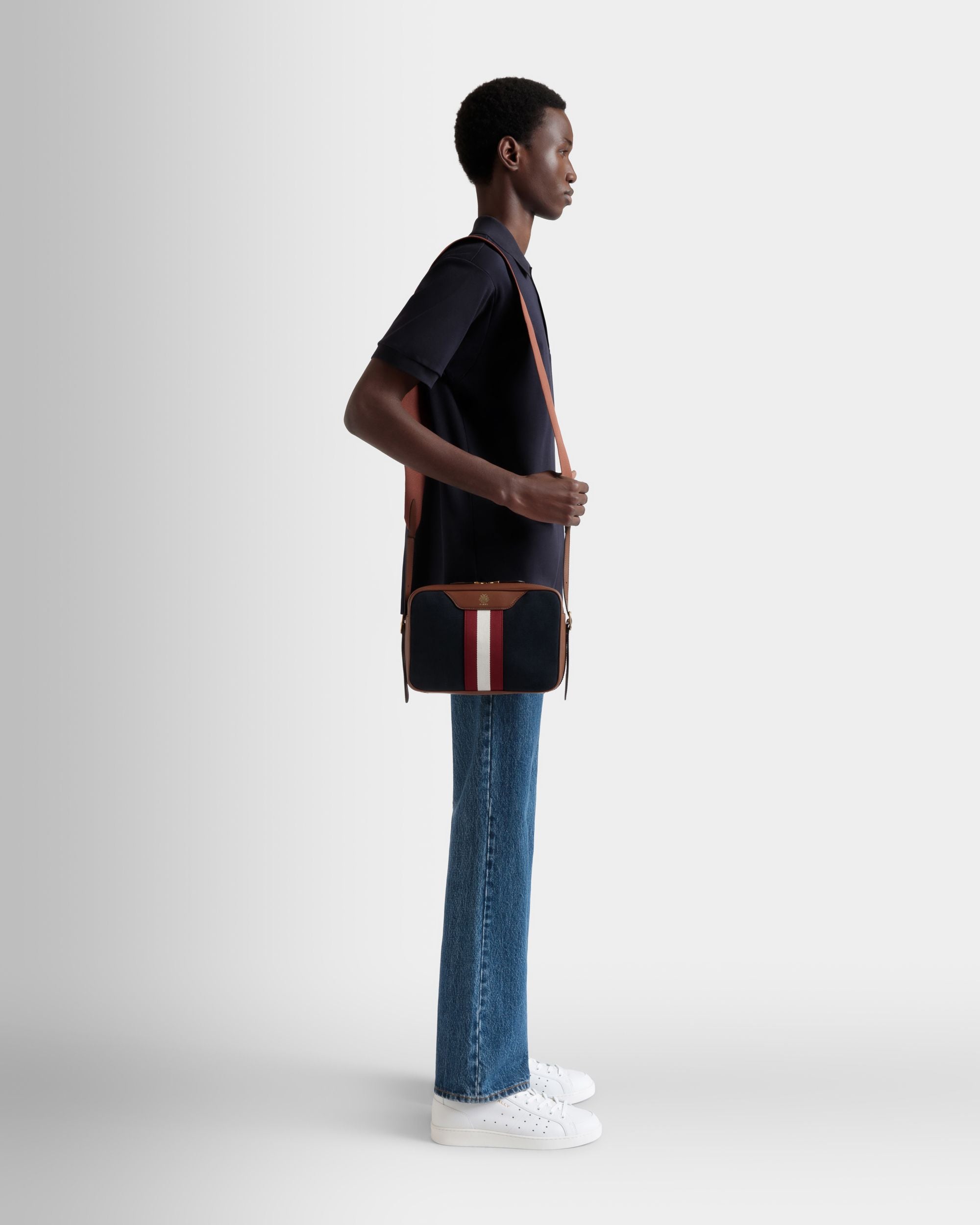 Bally Global - Bandolera Beckett De Lona De Algodón Navy Blue - Azul