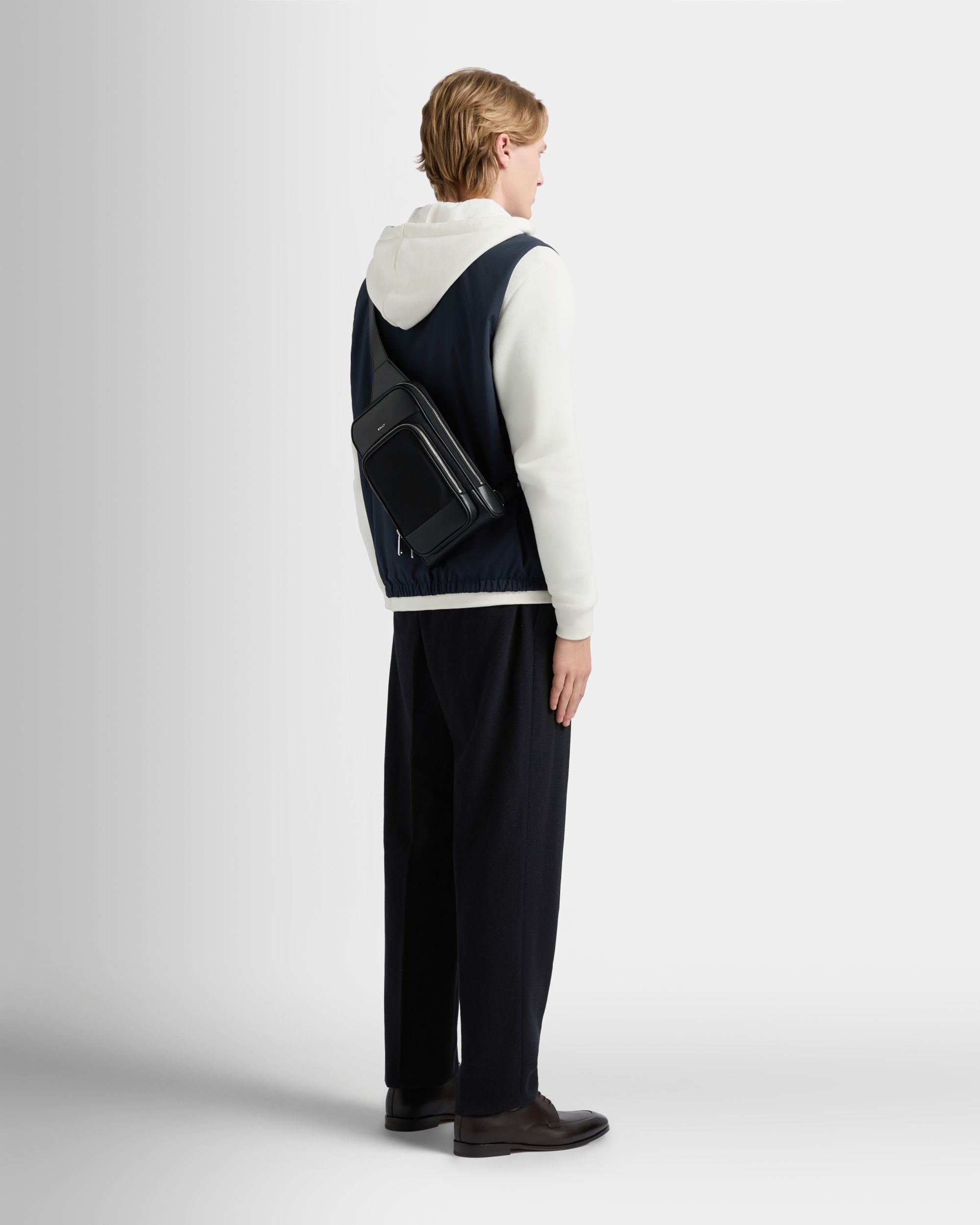 Bally Global - Vogel Sling Bag in Black Nylon and Recycled Leather - Black