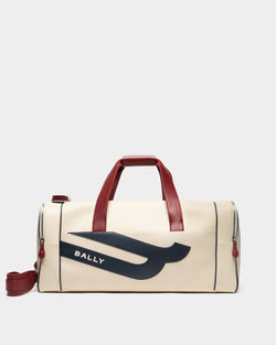 Sac de voyage de la collection Tennis en cuir perforé ivoire