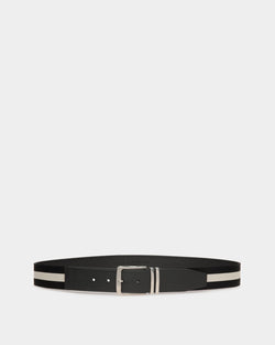 Casual Fixed 40mm Belt In Black Fabric And Leather