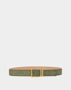 Ceinture Décontractée Fixe 40 Mm En Cuir Kaki