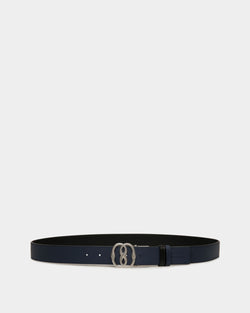Emblem 35mm Reversible And Adjustable Belt in Black And Blue Leather
