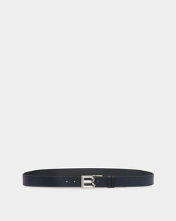 B Bold 35mm Reversible And Adjustable Belt In Navy Blue And Black Leather