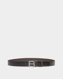 B Logo 35mm Reversible And Adjustable Belt in Black And Ebano Leather
