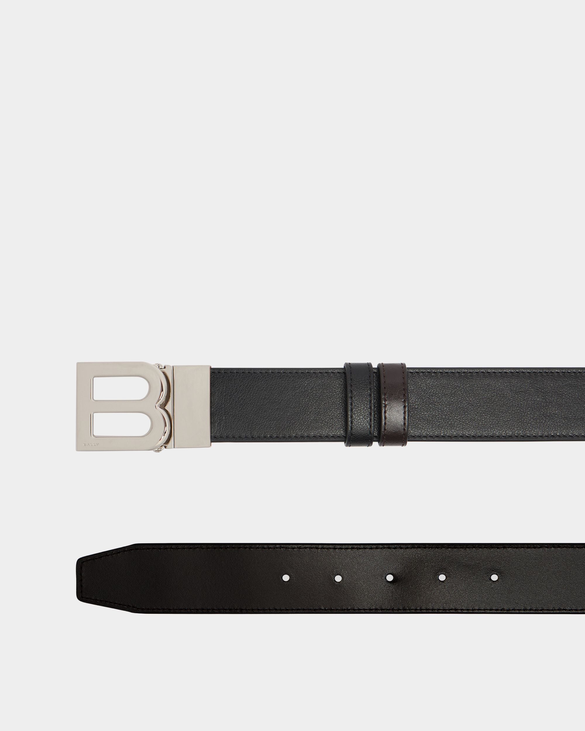 Bally Global - Verstellbarer 35 Mm Breiter B Logo Wendegürtel Aus Leder In Schwarz Und Ebenholzschwarz - Mehrfarbig