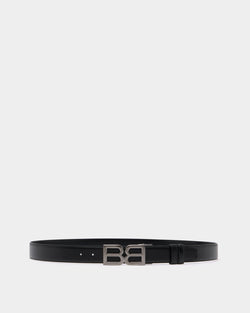 B Twice 35 mm Adjustable And Reversible Belt in Black Leather