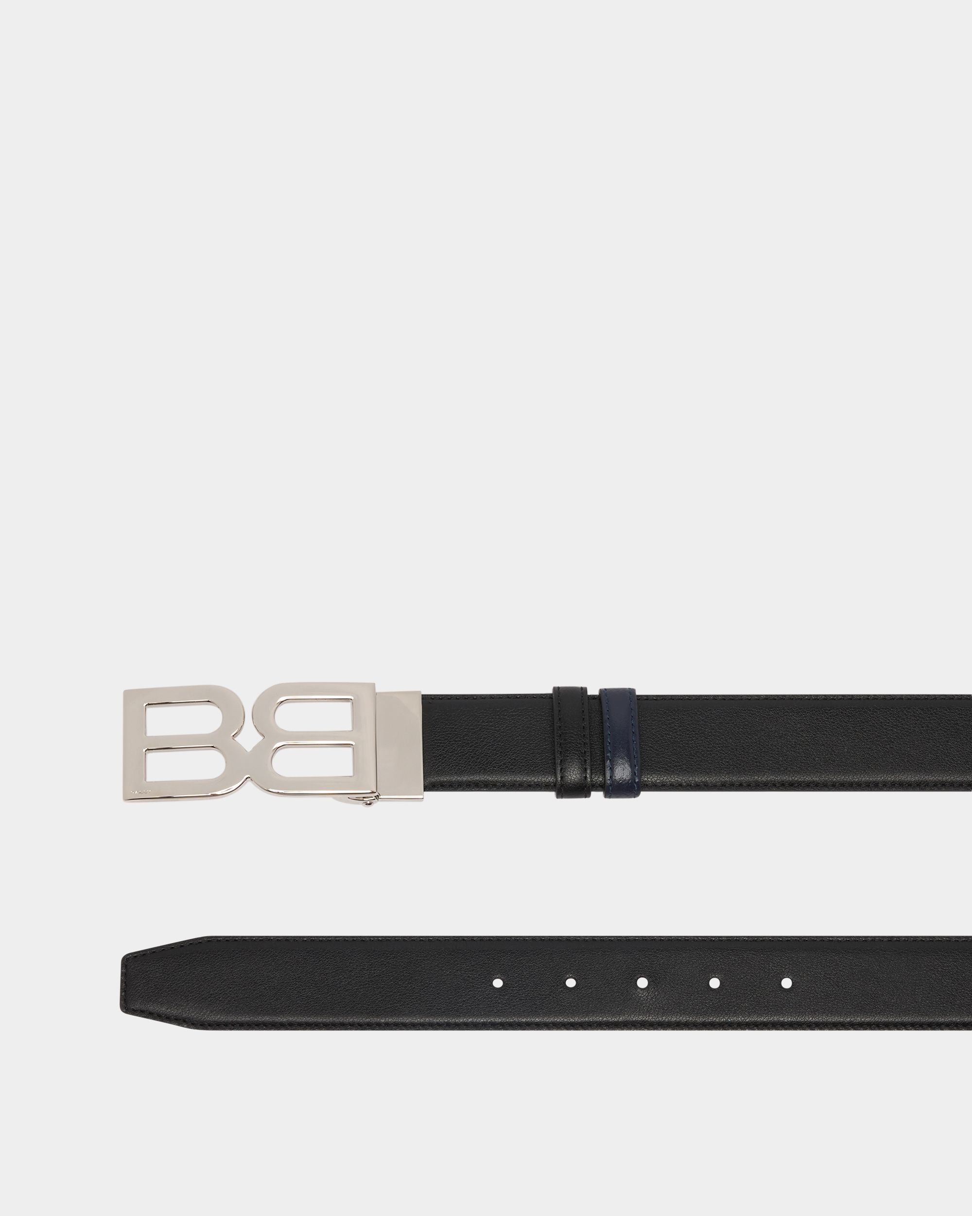 Bally Global - B Twice 35 mm Adjustable And Reversible Belt in Black And Navy Blue Leather - Multicolor