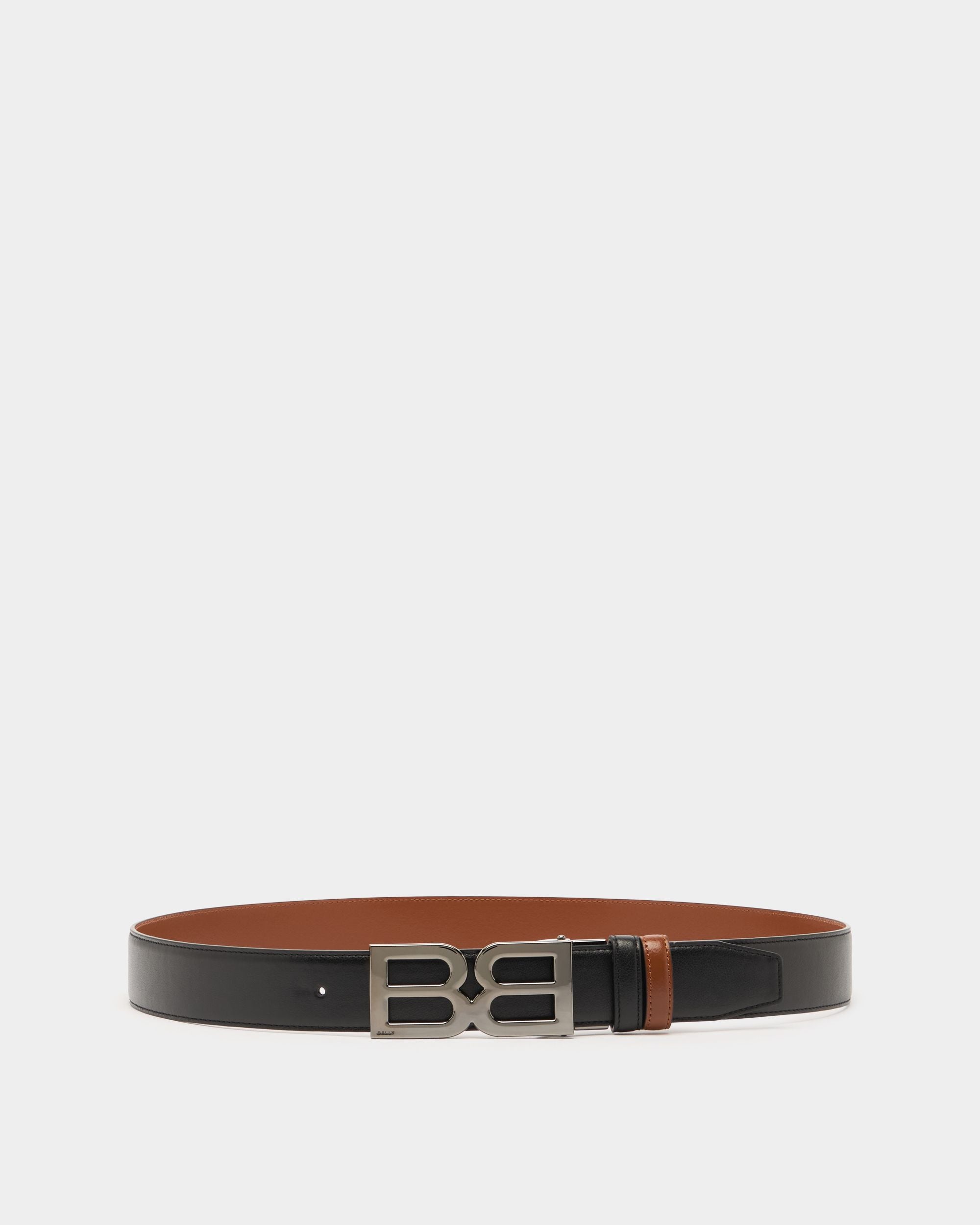 Bally Global - B Twice 35 mm Adjustable And Reversible Belt in Black and Amber Brown Leather - Multicolor