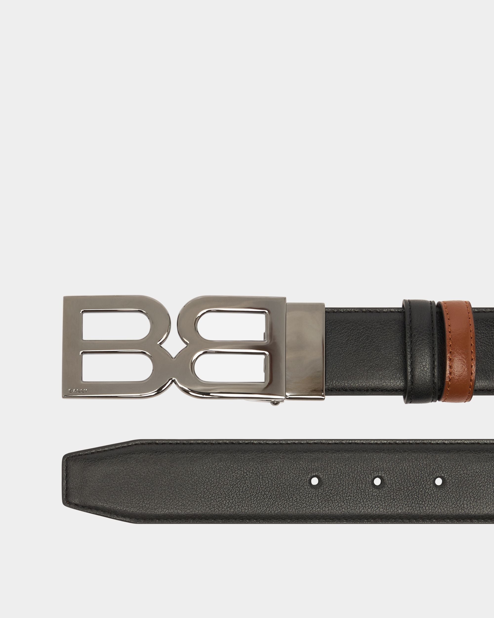 Bally Global - B Twice 35 mm Adjustable And Reversible Belt in Black and Amber Brown Leather - Multicolor