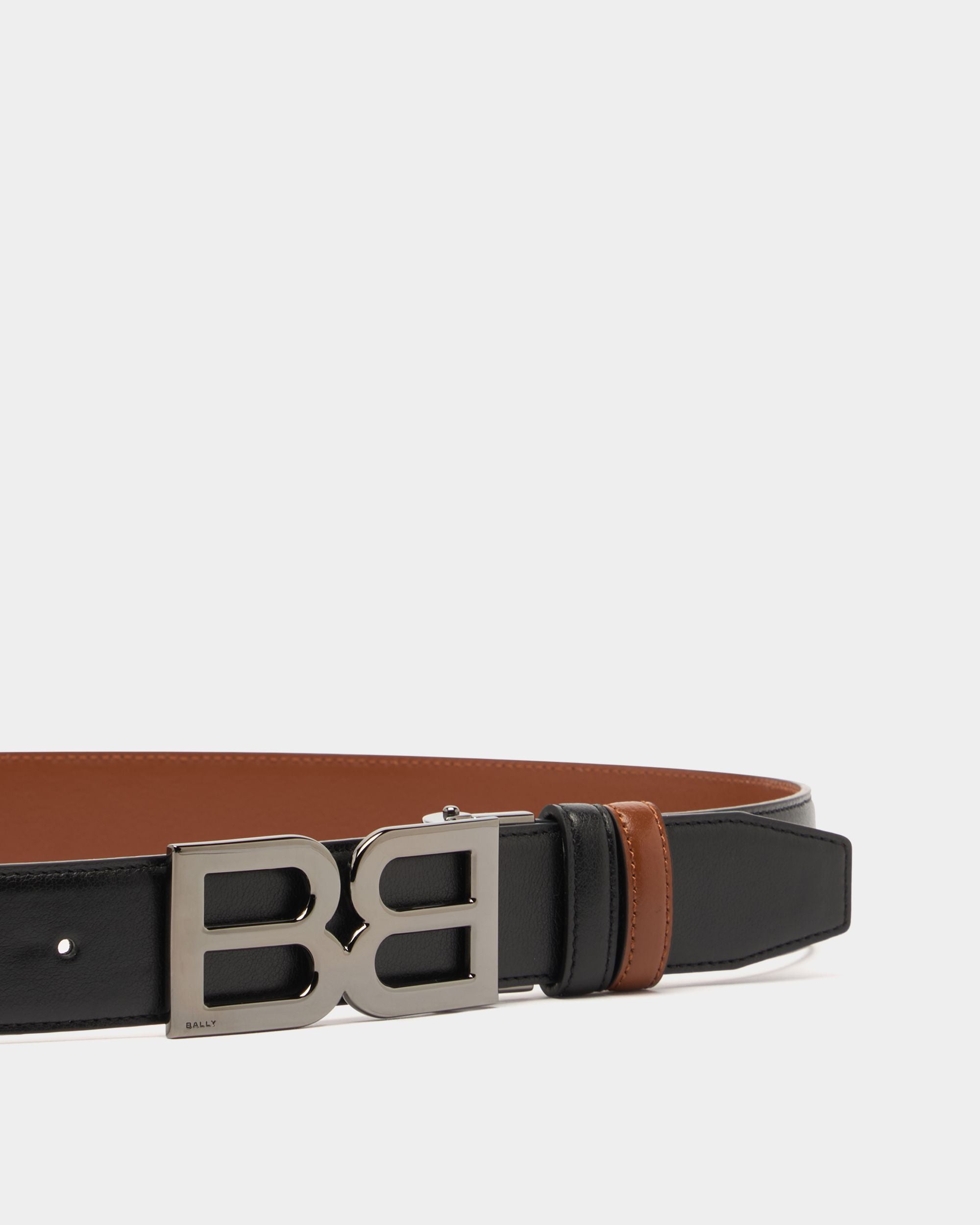 Bally Global - B Twice 35 mm Adjustable And Reversible Belt in Black and Amber Brown Leather - Multicolor