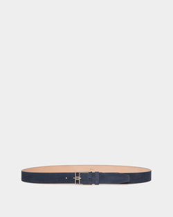 Brett 35mm Belt In Navy Blue Suede Leather