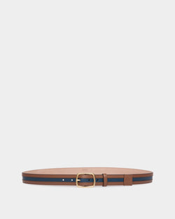 Cinturón Orson 30 Mm De Piel Marrón Y Navy Blue