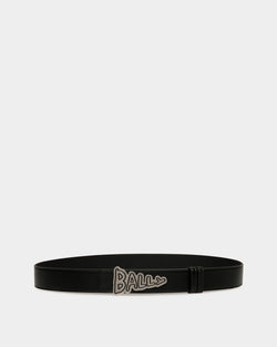 Pennant Logo Reversible 35mm Belt in Black Leather