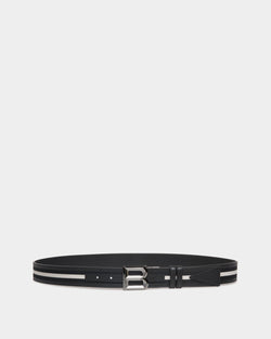 B Bold 35mm Reversible Belt In Black And White Fabric And Leather