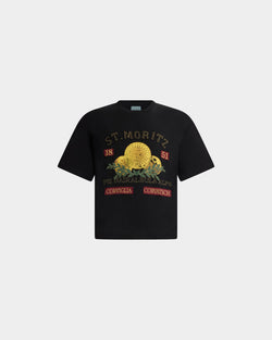 Curling Collection T-shirt in Black Cotton with a St. Moritz Print