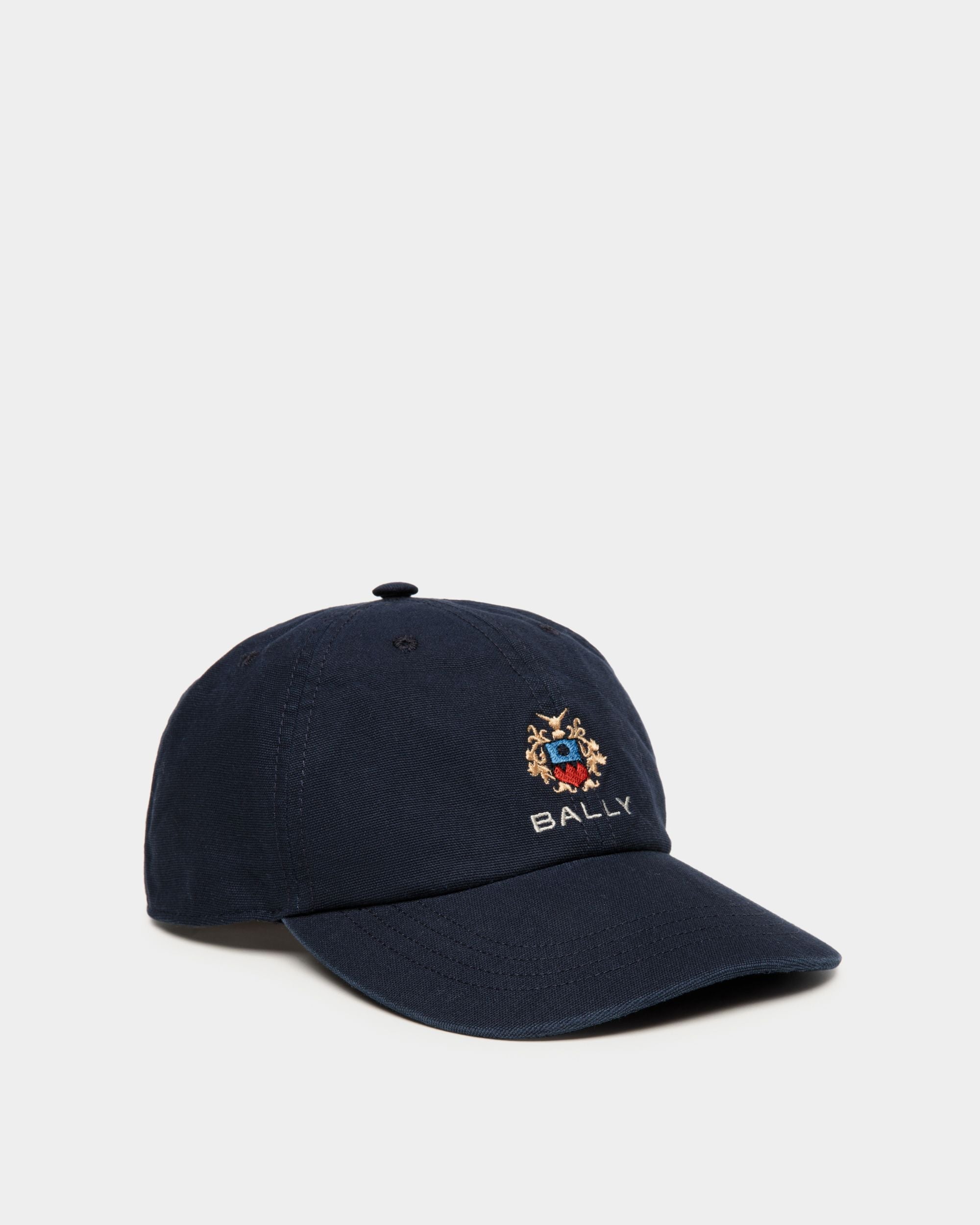 Bally Global - Baseball Hat With a Bally Crest Logo In Navy Blue Cotton - Azul