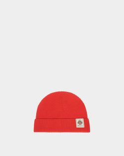Beanie in Red Wool With a Bally Crest Logo